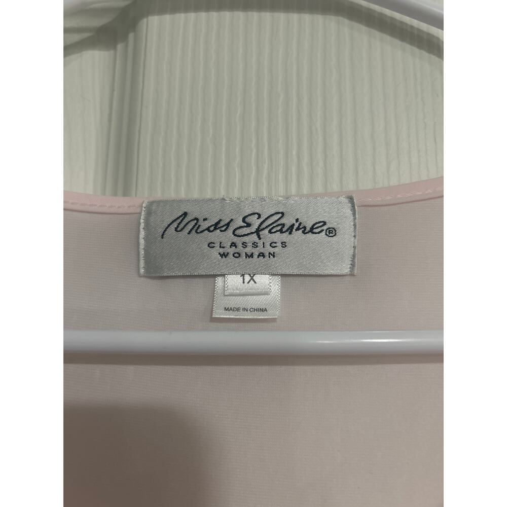 Miss Elaine Classics Woman Pink Nylon Tricot Button Front Robe Embroidered 1X - Picture 3 of 7